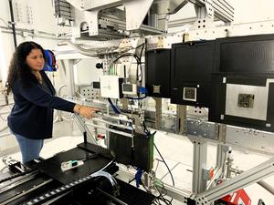 ORNL's Hassina Bilheux in VENUS instrument cave