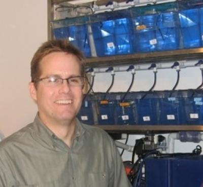 Richard Londraville in University of Akron laboratory