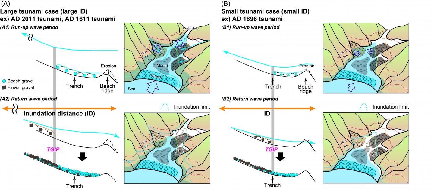 Illustration of Transport of Beach Gravel and Fluvial Gravel by Tsunamis