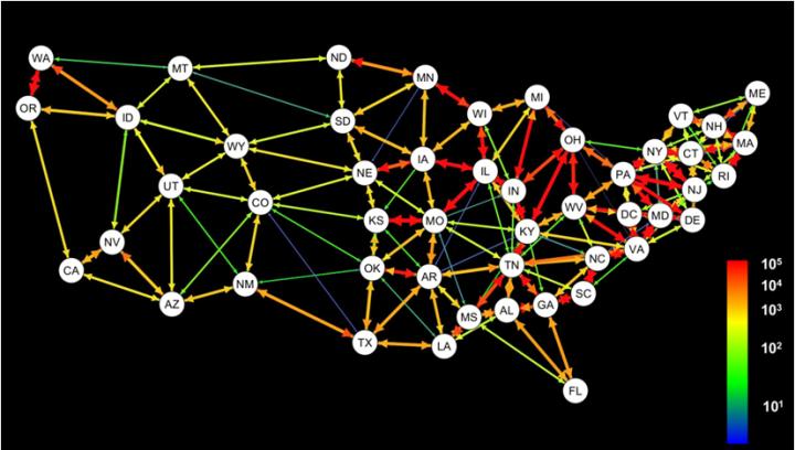 US Interstate Commuter Network Map