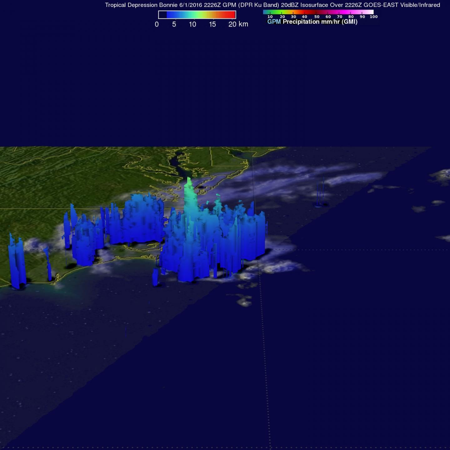 GPM Satellite Observations of Bonnie Rainfall
