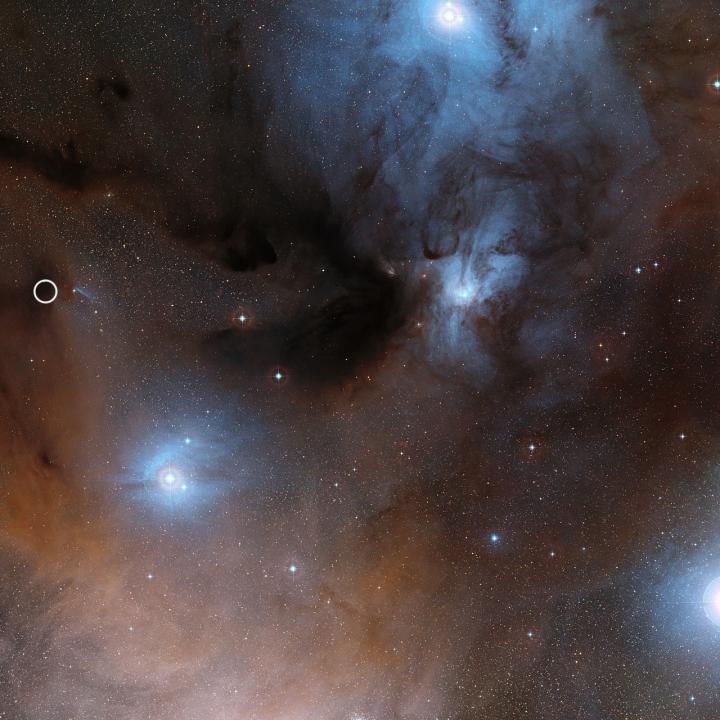 Rho Ophiuchi Star Formation Region with IRAS16293-2422 B Circled