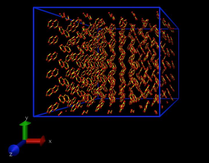 A Snapshot from a Molecular Dynamics Simulation of An Atomistic Model of a Naphthalene Crystal