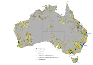 Image showing results of research: a map of Australia with “mine-town systems”