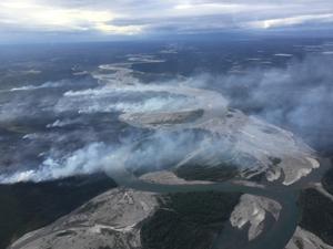 Multiple fires burn along the Chandalar River in Yukon Flats National Wildlife Refuge