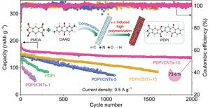 Modulating polymerization of aromatic polyimides on carbon nanotubes for high-performance organic potassium-ion batteries