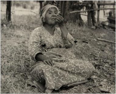 Yokuts Woman Smoking Pipe