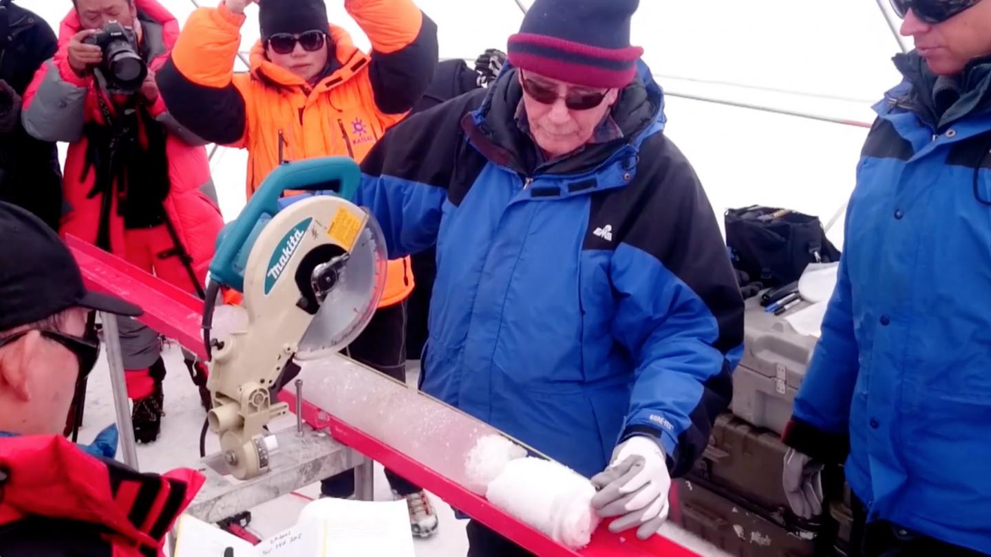 Lonnie Thompson with Half-Million-Year-Old Ice Core