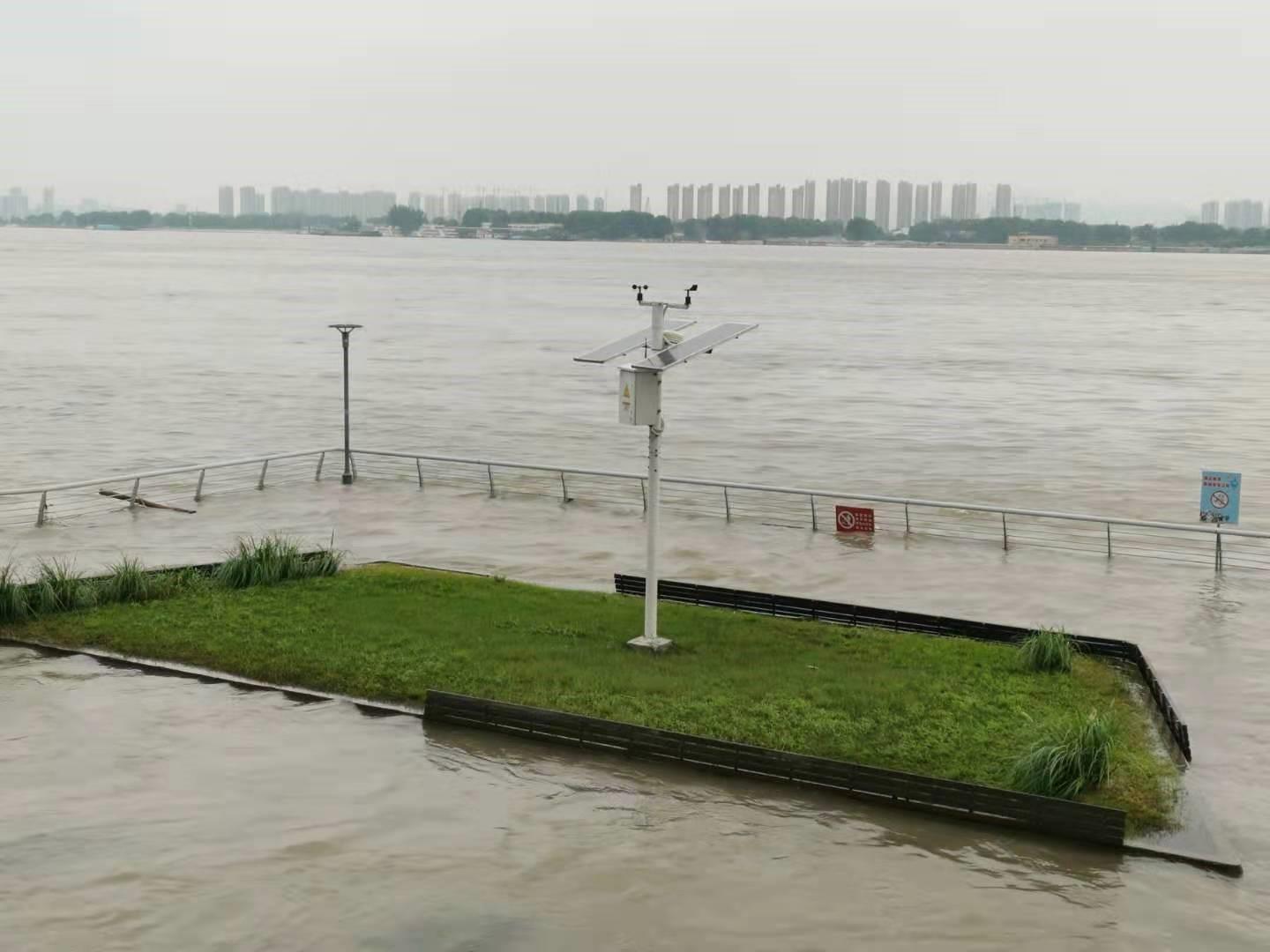 Automatic weather station near the Yangtze River in Nanjing, which flooded on 23 July 2020