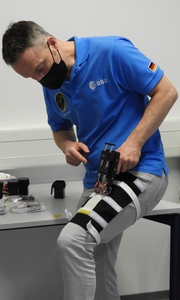 ESA astronaut Matthias Maurer is shown during preflight training for the BioPrint First Aid investigation