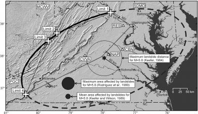 Map Showing Epicentral Region of the 23 Aug. 2011 Mineral, Virginia, Earthquake