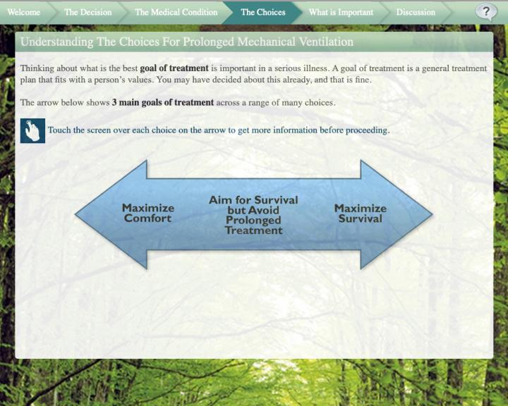 Sample Screen in Web-based Decision Aid