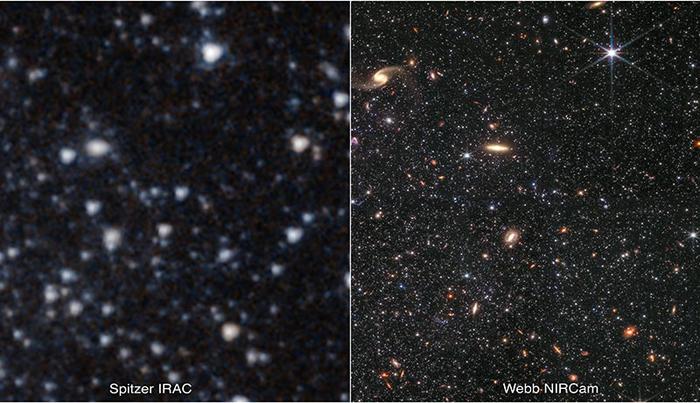 Comparison of Hubble and Webb images of WLM galaxy