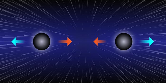 Illustration of two black holes held at a fixed distance