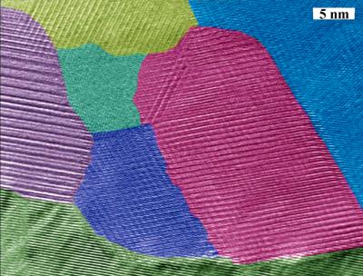 A Cross-Section of Nano-Crystalline Bismuth Antimony Telluride Grains