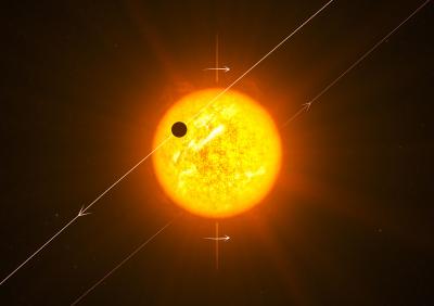 Artist's Impression of An Exoplanet in a Retrograde Orbit