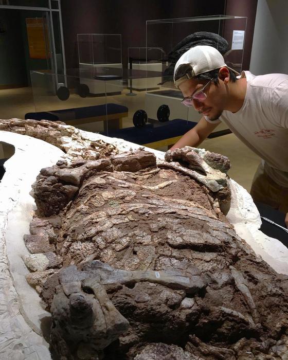 Will Reyes with aetosaur fossil