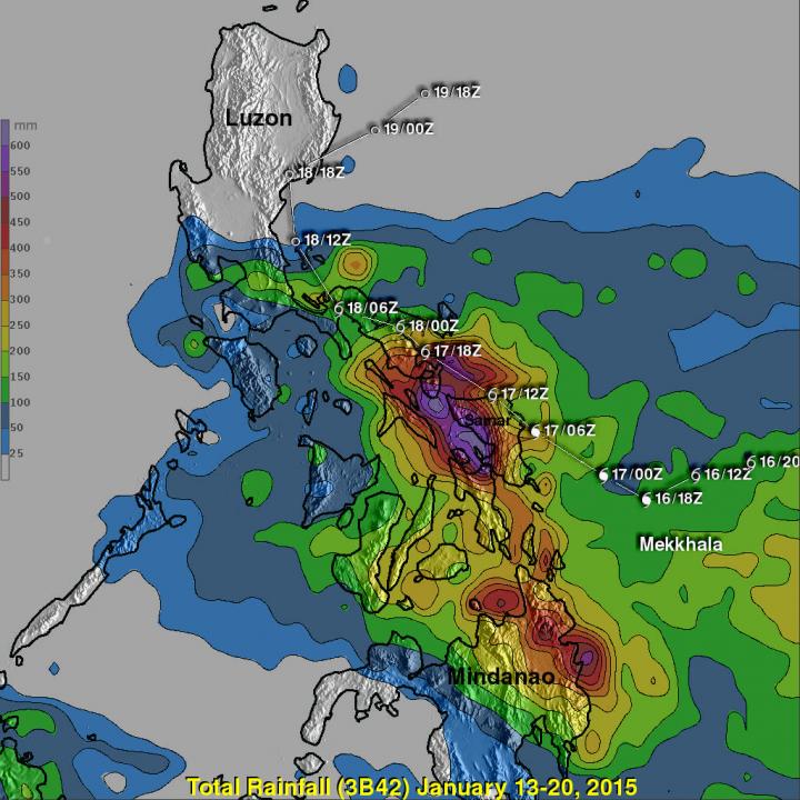 Rainfall Map for Mekkhala