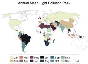 Annual Mean Light Pollution Peak