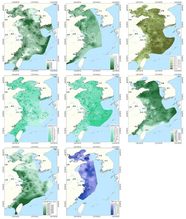 渤海、黄海和东海沉积有机碳及其相关参数空间分布