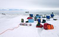 Researchers at the Ice Edge in McMurdo Sound, Antarctica