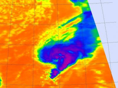 Infrared View of Tropical Storm Tony Shows Warmer Cloud Temperatures