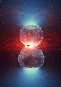 Artist's impression of the white dwarf and red giant binary system following the nova outburst