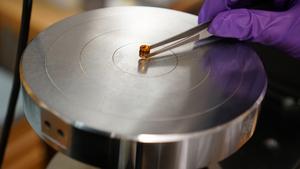 Placing the hydrogel on a compression machine_2. Credit Alex Walls