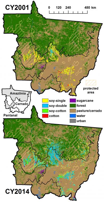 Mato Grosso Land Cover for Crop Years 2001 and 2014