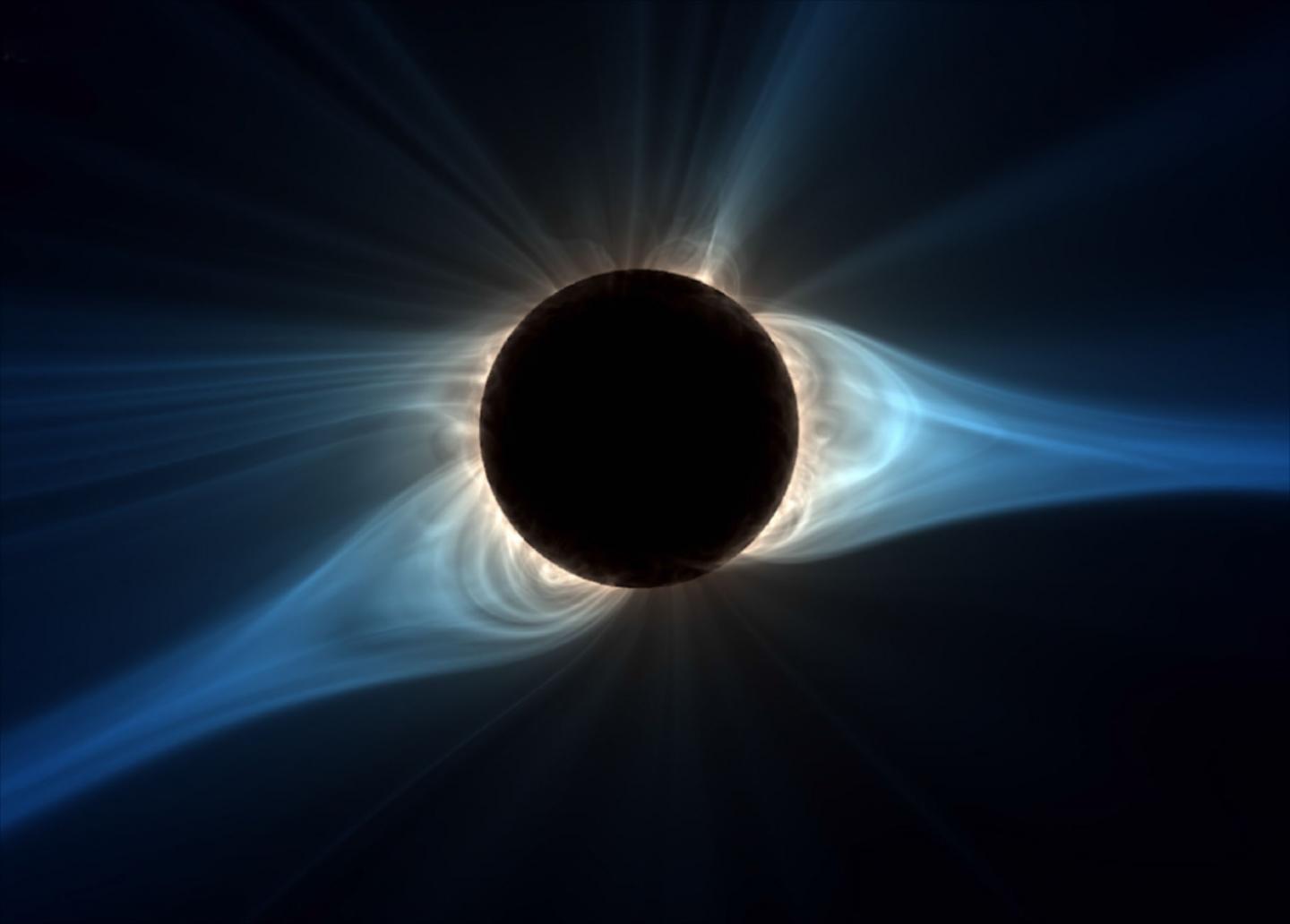 Computer Model's Predicted View of Corona for Aug. 21, 2017, Total Solar Eclipse