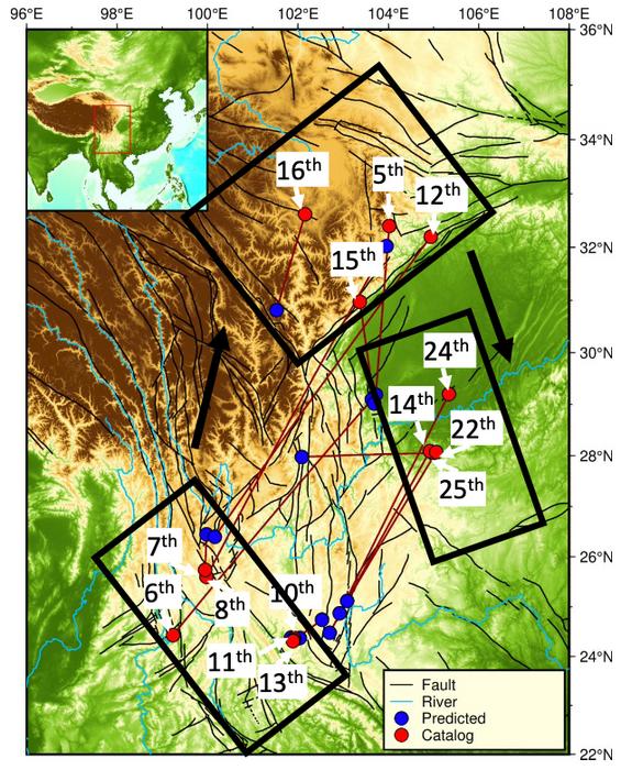 AI earthquake forecasting map