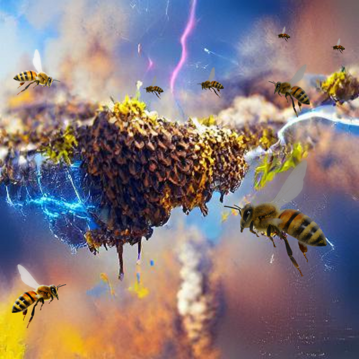 AI rendering bees and electricity