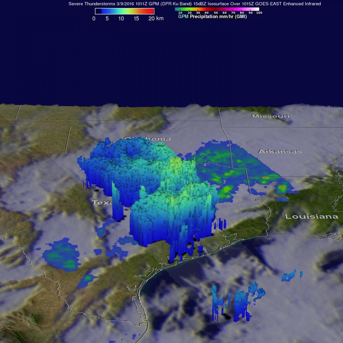 Gpm Measured Rain Falling from Powerful Storms
