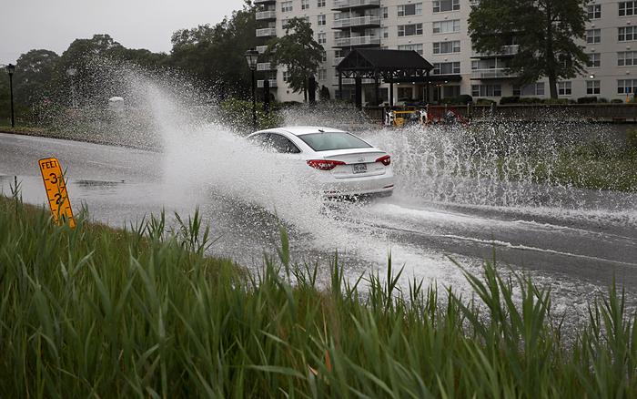 Water ponding on Norfolk roads after rain