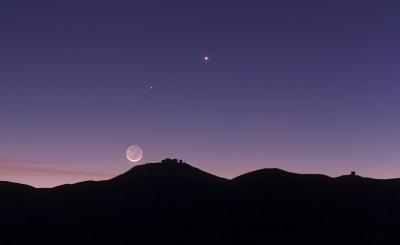 The Crescent Moon and Earthshine Over ESO's Paranal Observatory
