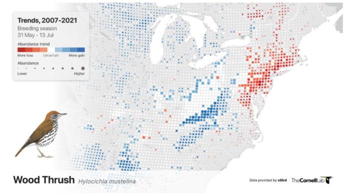 Wood Thrush population trend map