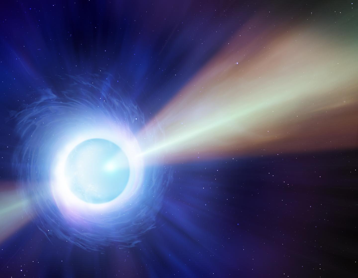 Artist's Impression of Jets of Material from First Confirmed Neutron Star Merger