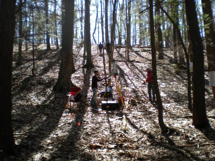 Researchers in the woods