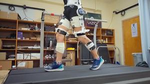 Hip exoskeleton walking