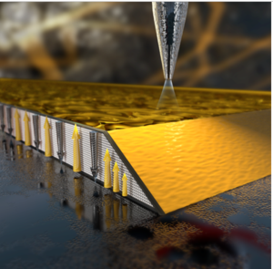 Illustration of edge magnetism discovered in CrGeTe3 using nanoscale magnetic microscopy