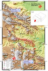 the stress field distribution and historical GPS data and schematic diagram of the rupture