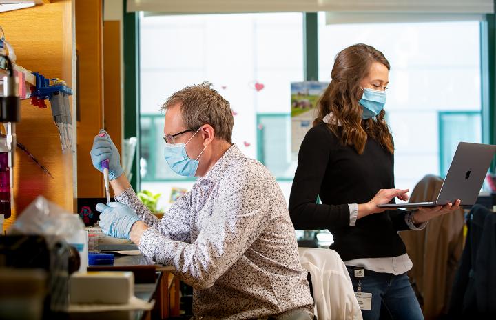 Todd Miller, PhD, and Nicole Traphagen in the Miller laboratory