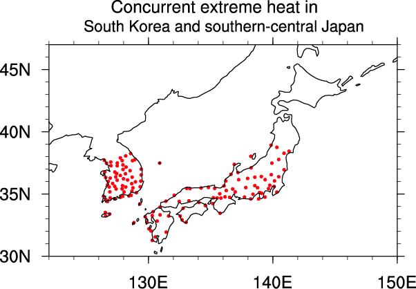 Extreme Heat over South Korea and Japan