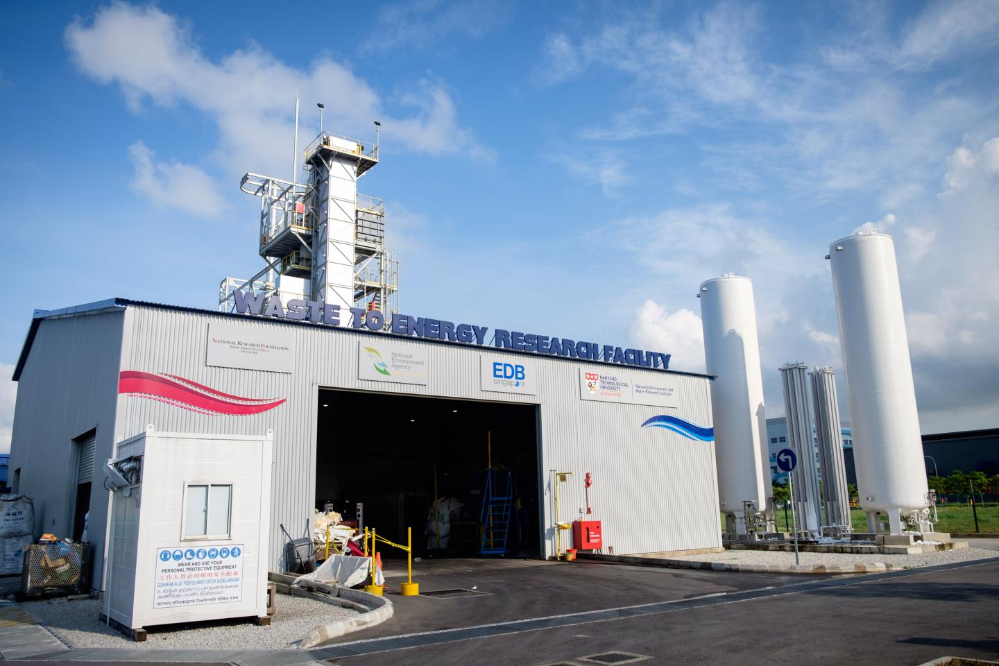 The Front Façade and Refuse Collection Centerof the NTU NEA Waste to Energy Research Facility