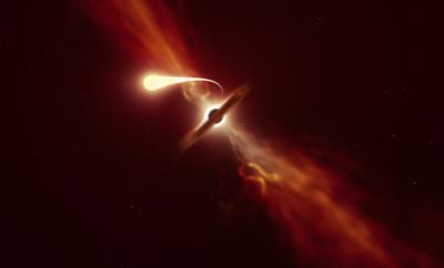 Artist's Impression of Star Being Tidally Disrupted by a Supermassive Black Hole
