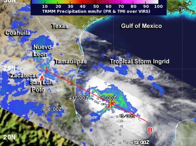 RMM Satellite Measured Rainfall in Hurricane Ingrid