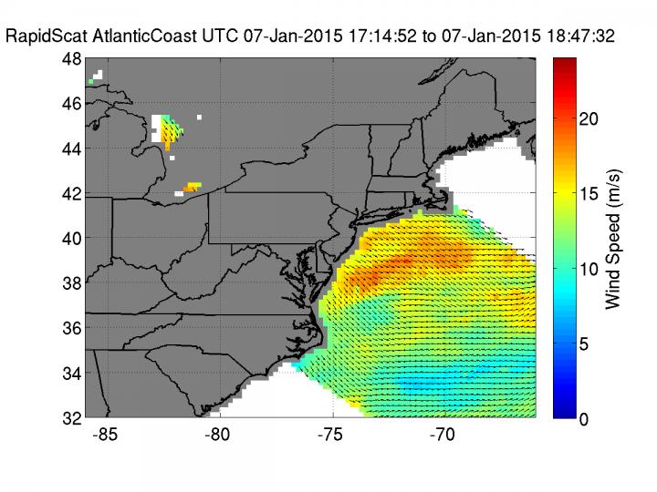 NASA's ISS-RapidScat Looks at the Winds in U.S. East Coast's 