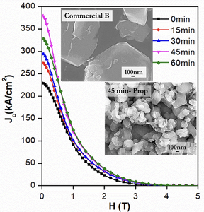 Critical current density Jc versus magnetic field H curves for bulk MgB2.