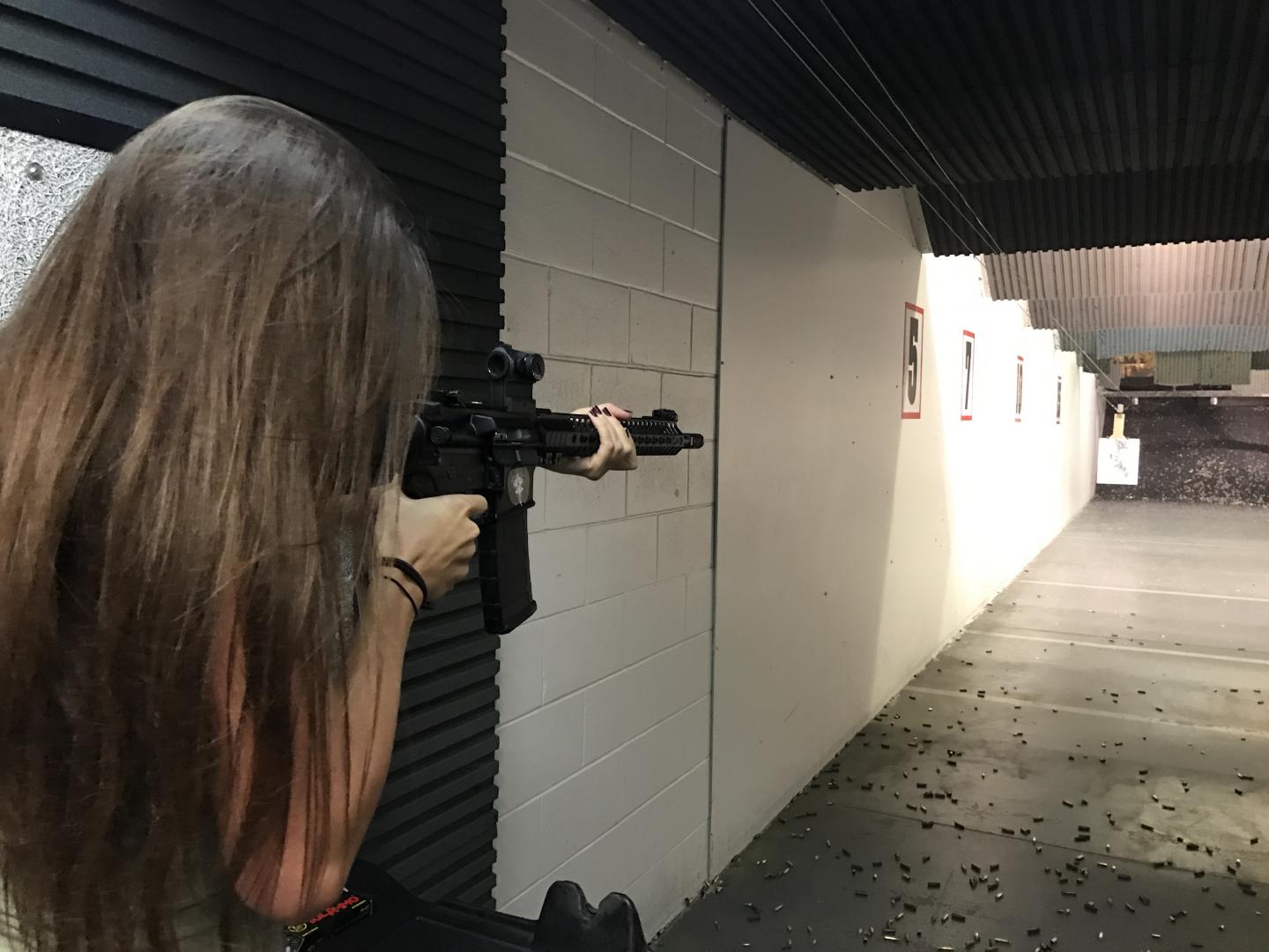 Woman at a Gun Range