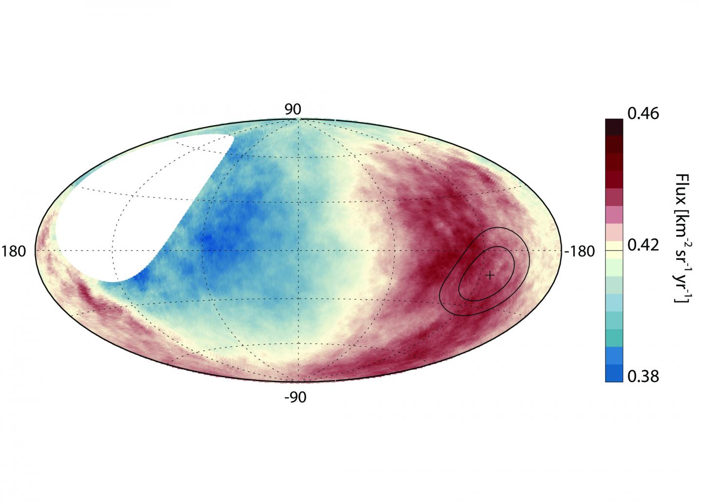 Sky Map Showing the Cosmic Ray Flux